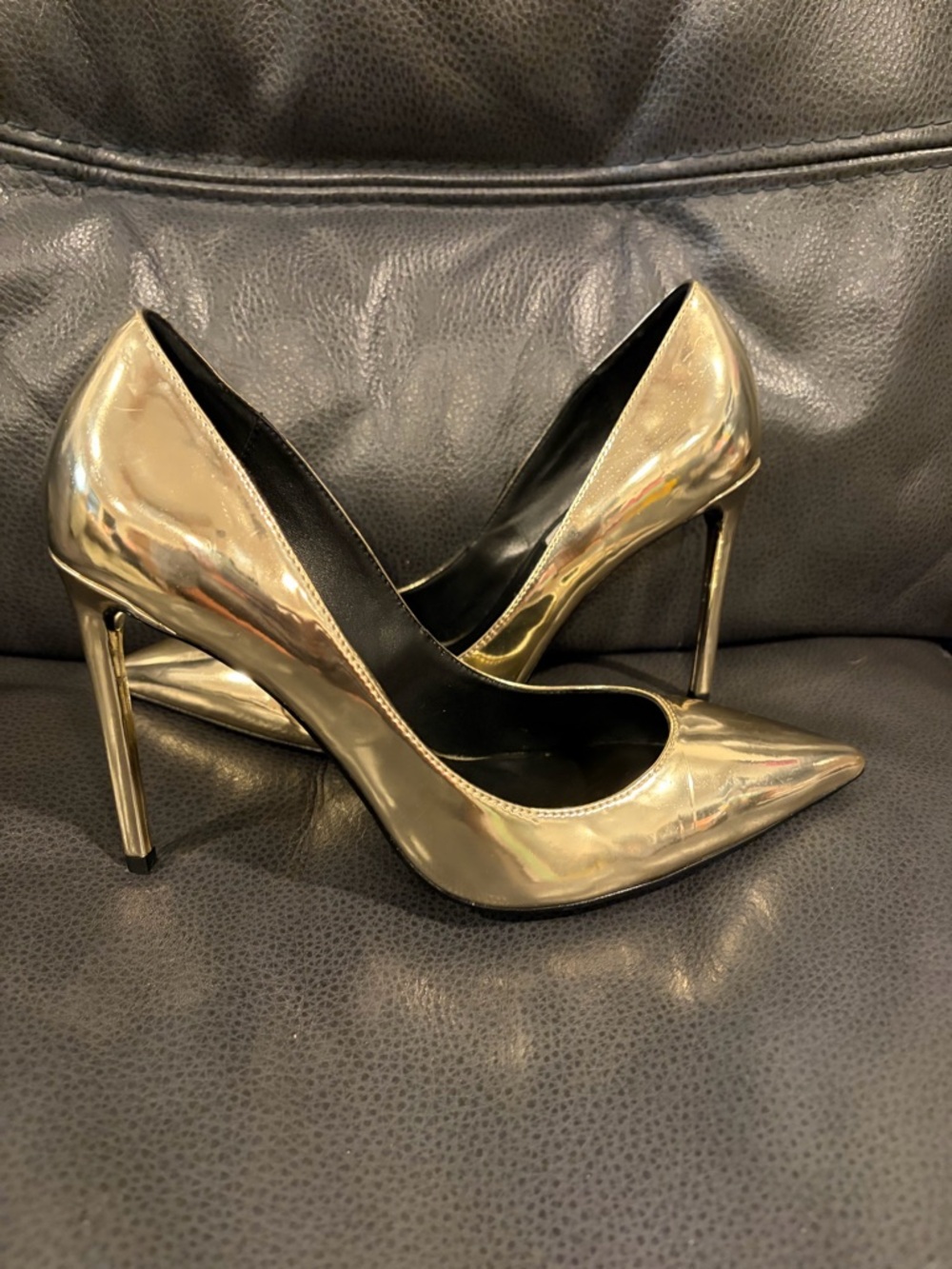 Tony Bianco Shiny Gold Pointed-Toe Stiletto Pumps